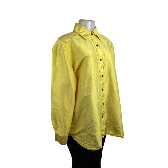 Neiman Marcus Exclusive Yellow Blouse Long Sleeve Button-Up Style - Picture 2 of 7